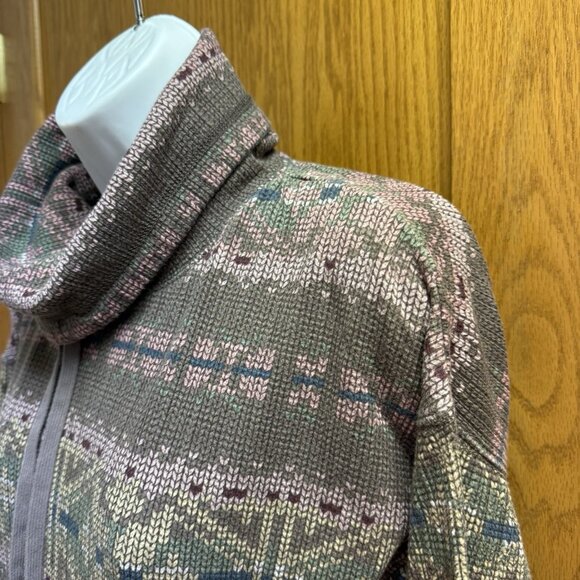 Women's Chaps Funnel Neck Rose & Mauve Print  Top - Size Medium - Picture 3 of 4